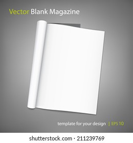 Vector blank page of magazine on grey background. Template for design. Using mesh