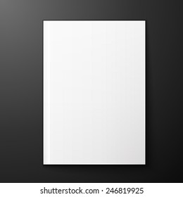 Vector blank page of magazine on black background. Template for design