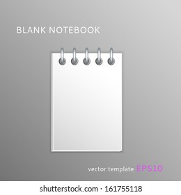 Vector blank paper notebook isolated on gray background