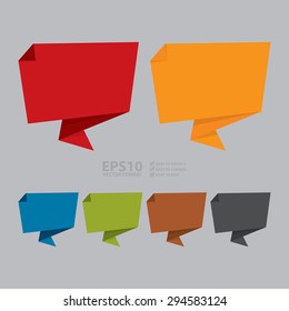 Vector : Blank Paper Origami Speech Bubble or Speech Balloon Sticker, Label, Sign or Icon