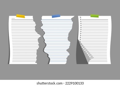 Vector blank paper sheet attached with colorful solatives with torn concept
