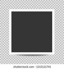 Vector blank photo frames with shadow effects isolated on tranparent background. Stock vector illustration