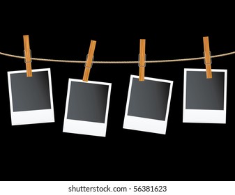 vector blank photos on rope