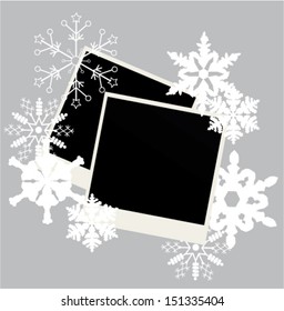 vector blank photos with snowflakes