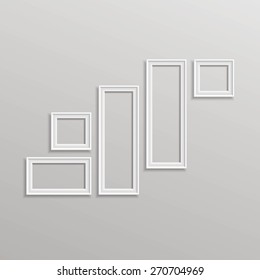Vector Blank Picture Frame Template Composition Set Isolated on Wall Background