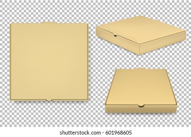 Vector blank pizza box design template set isolated. EPS10.