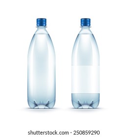 Vector Blank Plastic Blue Water Bottle Isolated on White Background