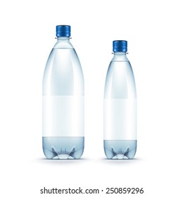 Vector Blank Plastic Blue Water Bottle Isolated on White Background