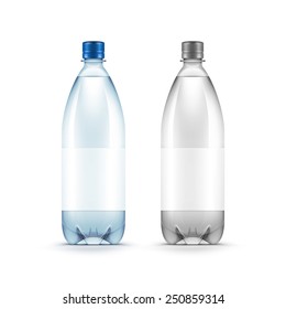 Vector Blank Plastic Blue Water Bottle Isolated on White Background