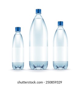 Vector Blank Plastic Blue Water Bottle Isolated on White Background