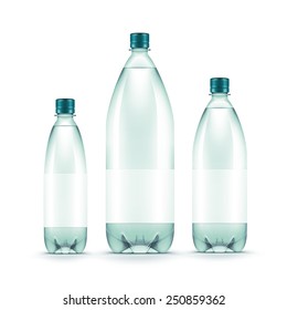 Vector Blank Plastic Blue Water Bottle Isolated on White Background