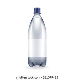 Vector Blank Plastic Blue Water Bottle Isolated on White Background
