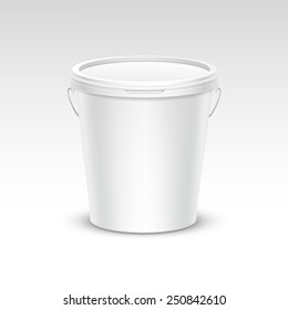 Vector Blank Plastic Bucket Container Packaging Isolated on White Background