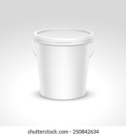 Vector Blank Plastic Bucket Container Packaging Isolated on White Background