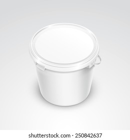 Vector Blank Plastic Bucket Container Packaging Isolated on White Background