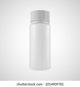 Vector Blank Plastic Packaging Bottles with Cap for Cosmetics, Vitamins, Pills, Capsules. Isolated on White Background. Vector Illustration