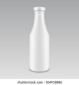 Vector Blank Plastic White Mayonnaise Mustard Ketchup Bottle for Branding without label Isolated on Background