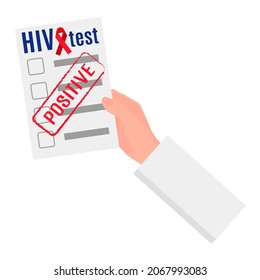 Vector blank with positive result or blood test for HIV. World AIDS Day.