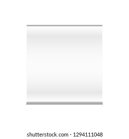 Pantalla en blanco de promo ancho cuadrado enrollar la presentación de banner para la presentación, publicidad y exhibición. Menudo aislado en un fondo blanco.