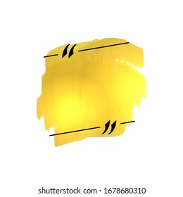 Vector blank quote template, bright golden yellow brush stroke isolated on white background, quotation backdrop.