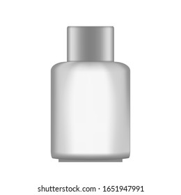 Vector blank realistic square bottle with cap isolated on white background. Pack mockup for product design and branding. Medicine, cosmetic and hygiene package template - cream, gel, skin care