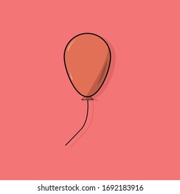Vector Of Blank Red Balloon With Shadow On Background