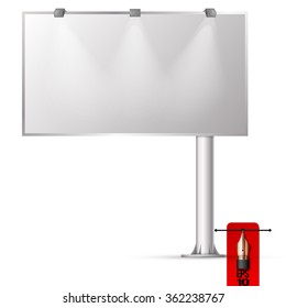 Vector blank road billboard advertising panel with light. 