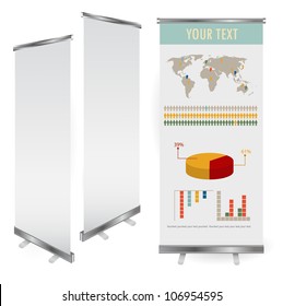 Vector blank roll up banner display template for designers