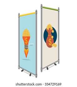 Vector blank roll up banner display template for designers