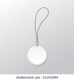 Vector Blank Round Keychain with Ring and String for Key Isolated on White Background