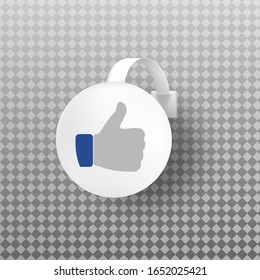 Vector blank round wobbler with transparent strip thumbs up