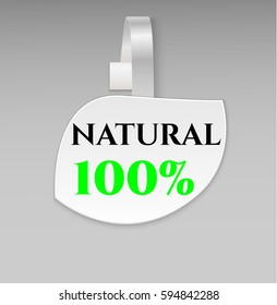 Vector blank shape white leaf eco natural paper plastic advertising price wobbler front view. Isolated on background. Advertising price stickers for organic natural food and goods.Vector illustration
