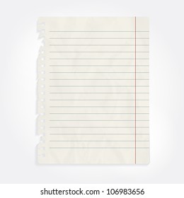 Vector Blank Sheet Of Crumpled Notebook Paper