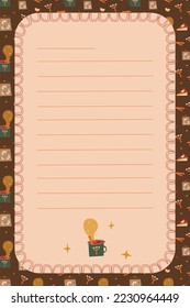 vector blank sheet for writing to santa claus.  a sheet of paper for a notepad, decorated in a Christmas style with a picture of a mug of hot drink