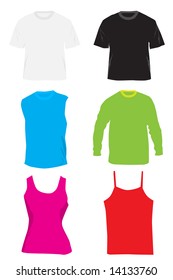 Vector - Blank shirts and tshirts. Colors can be changed and text inserted.