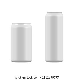 vector blank small and big aluminium soda can mock up isolated on white