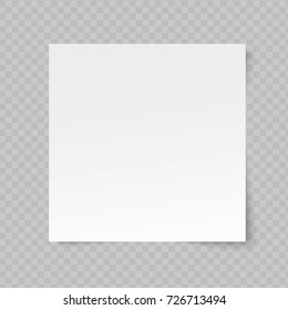 Vector blank square sheet of paper on transparent background.