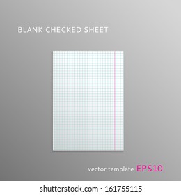 Vector blank squared paper isolated on gray background