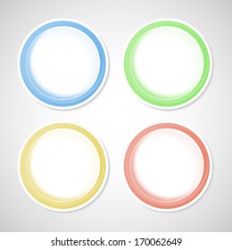 Vector blank sticker template illustration in four retro colors