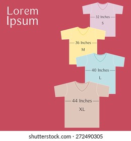 Vector blank T shirt design template with chest size measurement