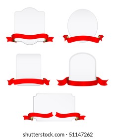 vector blank tags with red banners - set