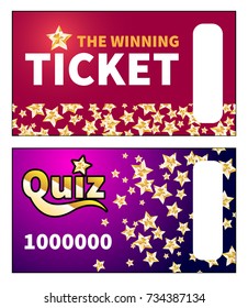 Vector blank, template, layout, design of the lucky winning ticket, quiz. 