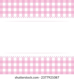 Vector blank template layout white lace stripe on pink checkered background.