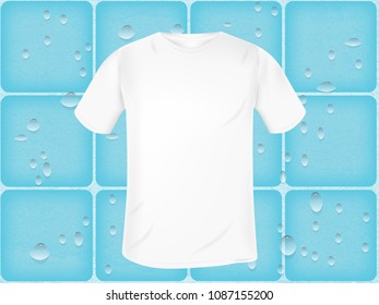 vector blank template mens t-shirt in the background of a wet ceramic tiles. mocap for clothing design