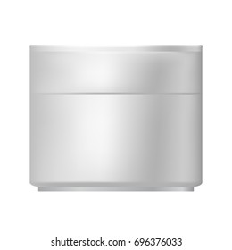 Vector blank templates of empty and clean white plastic container.  Realistic 3d mock-up of cosmetic package. White glossy plastic tube for medicine or cosmetics. Illustration.