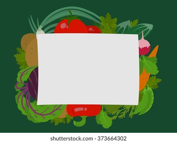 Vector blank for text with stylized vegetables.