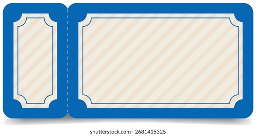 Vector blank ticket with frame and rounded edges, universal template for events. Vector work, scalable without quality loss