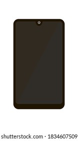 Vector blank of a touch screen phone, a dark screen of a mobile gadget, an image of an external screen of a phone with a camera, a template for advertising and design.