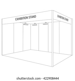 Vector Blank trade exhibition booth stand with trendy outline style