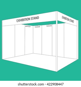 Vector Blank trade exhibition booth stand with trendy outline style